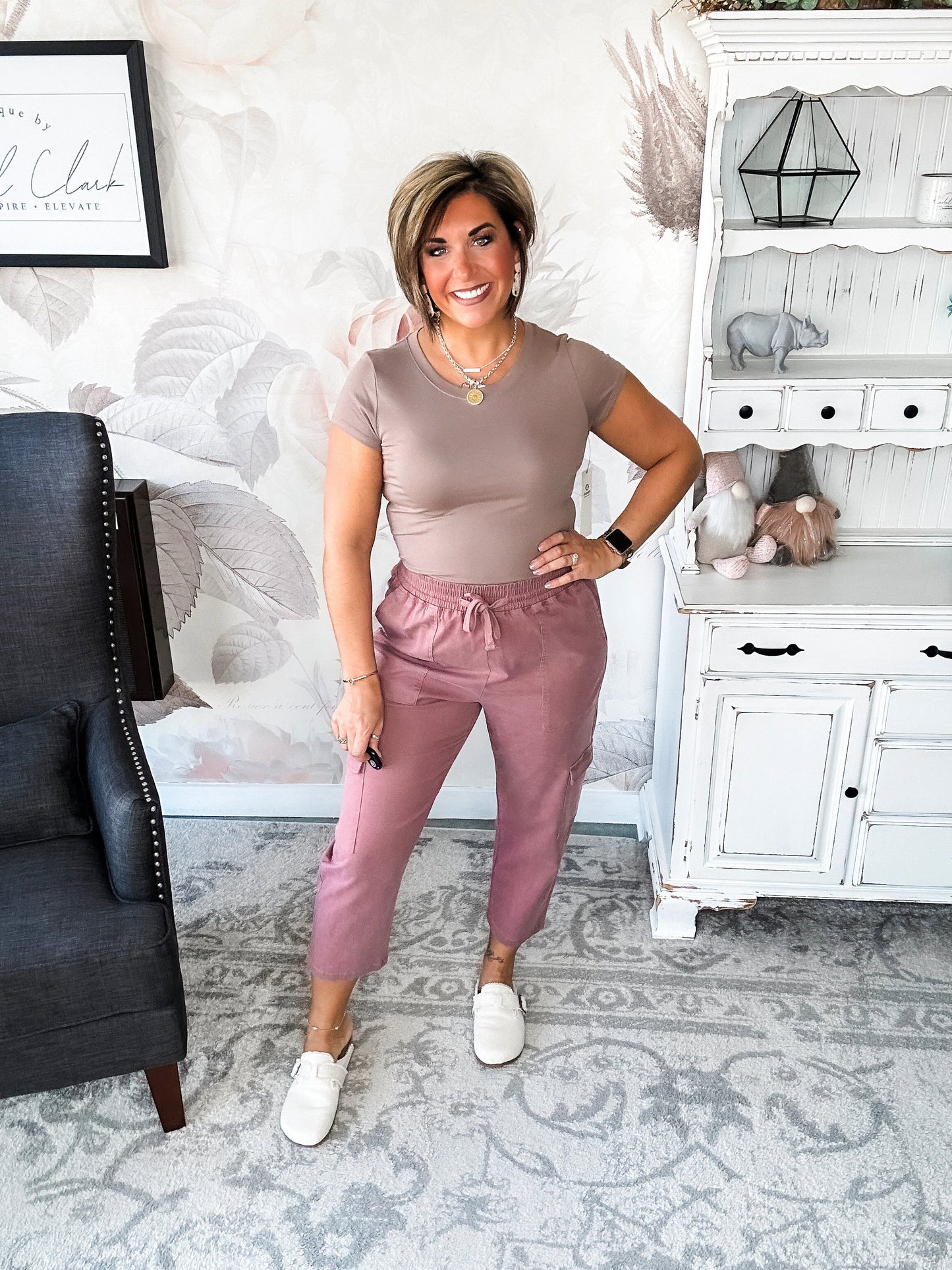 Ampersand Avenue Cargo Crop - Mauve