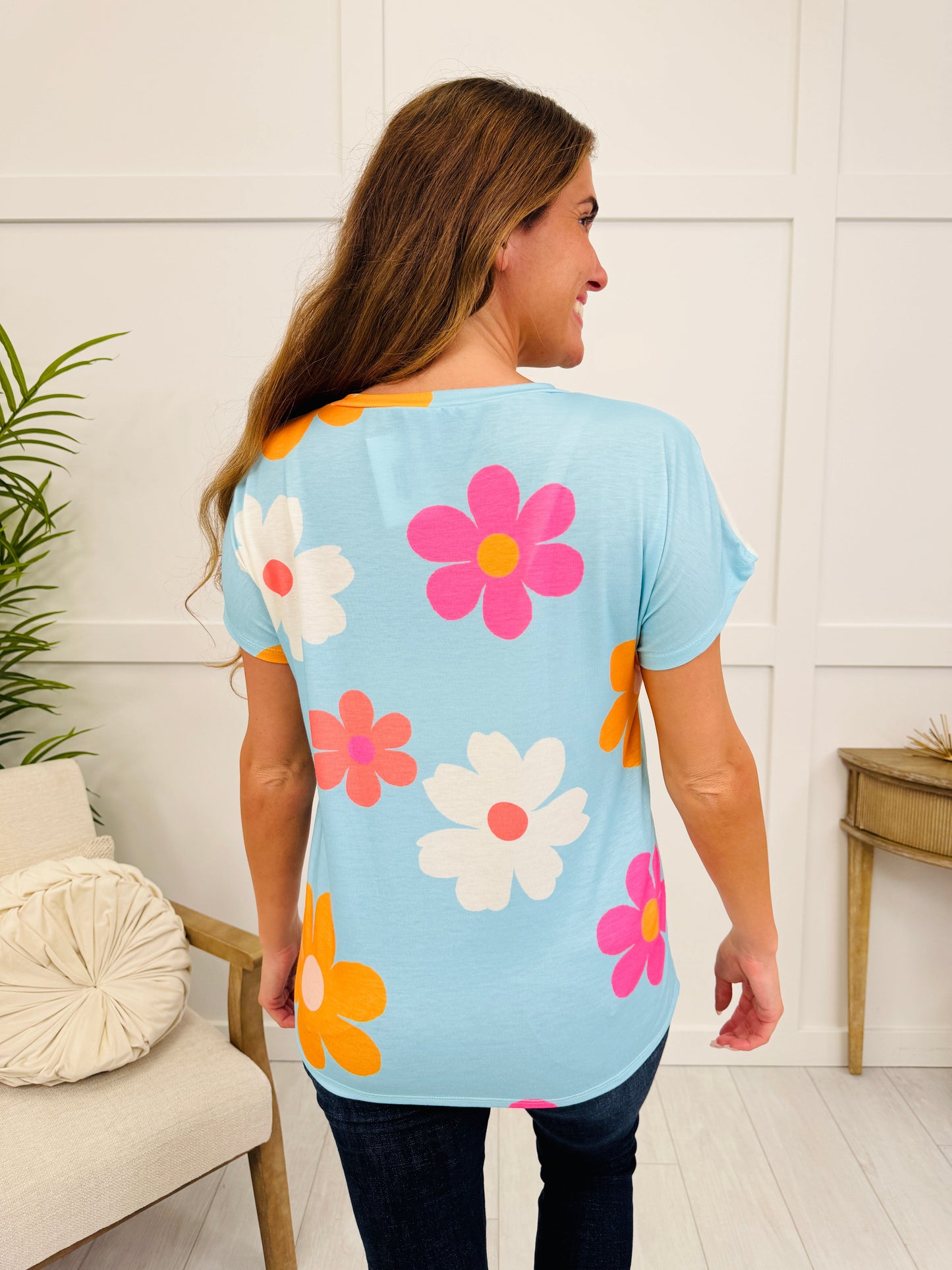 The Retro Petal Tee in Blue