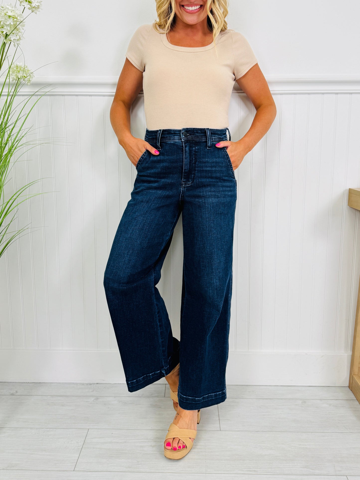 Judy Blue Timeless Touch Trouser Wide Leg Ankle Jeans