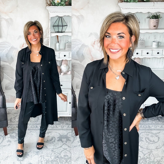 From the Top Button Down Dress - Black
