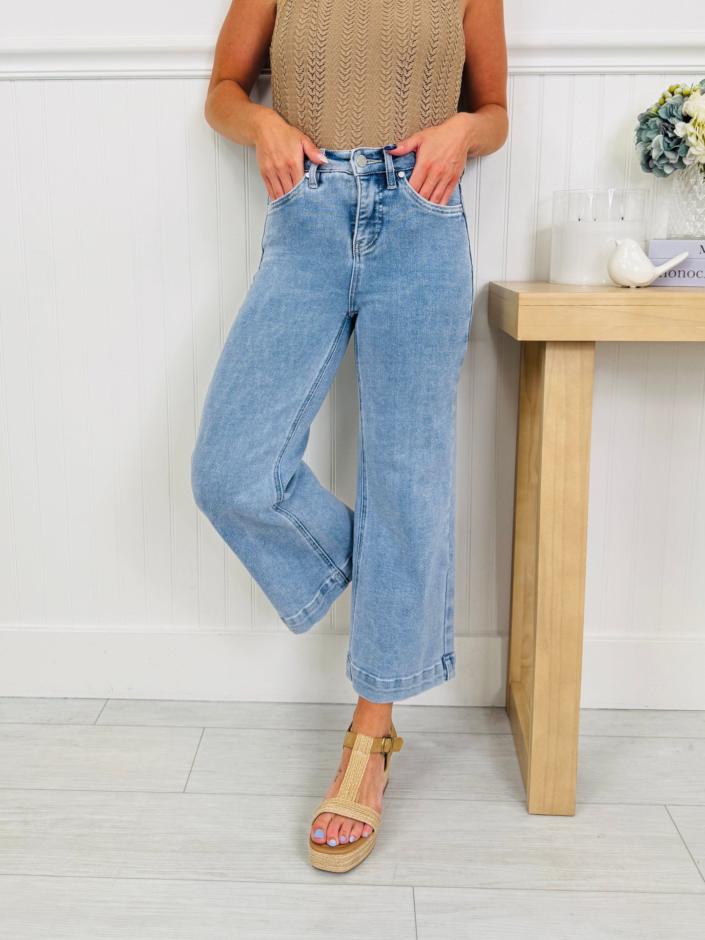 Triple the Comfort Cropped Wide Leg Jeans in Three Inseams