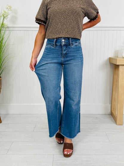 Double Check Tummy Control Wide Leg Cropped Jeans