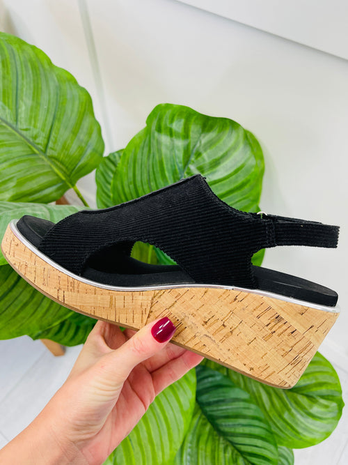 Delivering Perfection Wedges In Black Corduroy