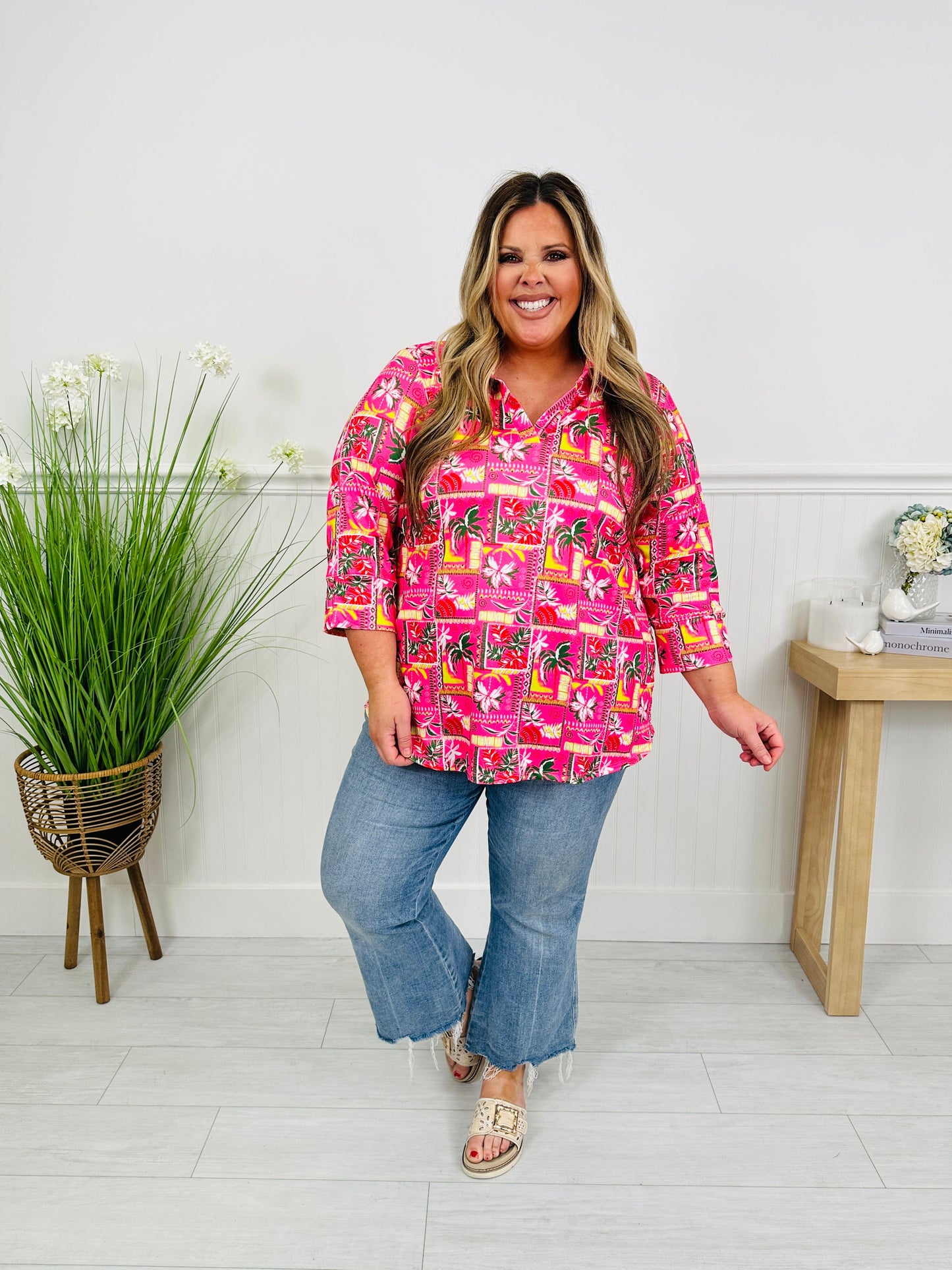 Bloom in Spring Top in Palm Print