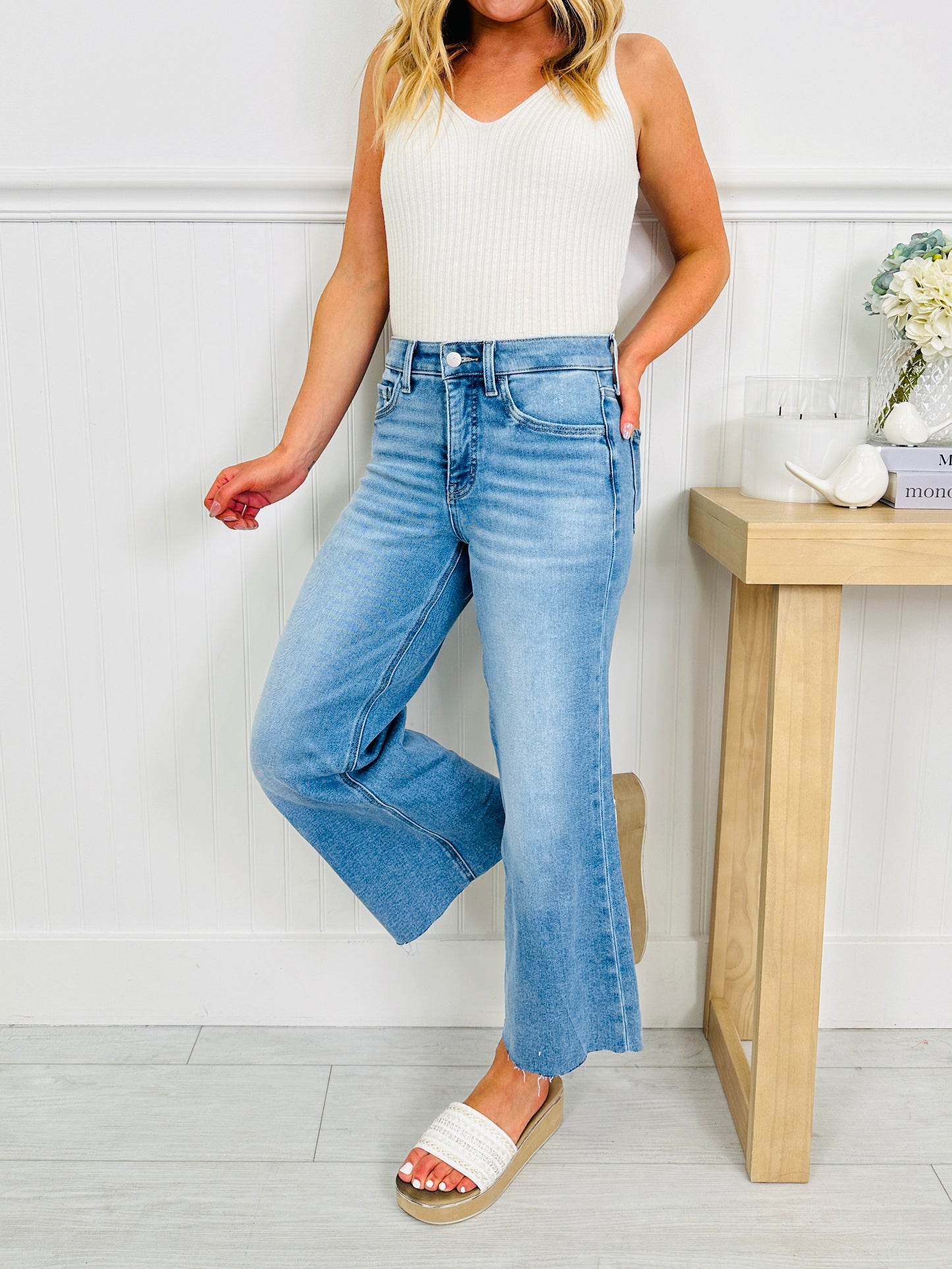 Easy Everyday Cropped Palazzo Tummy Control Jeans
