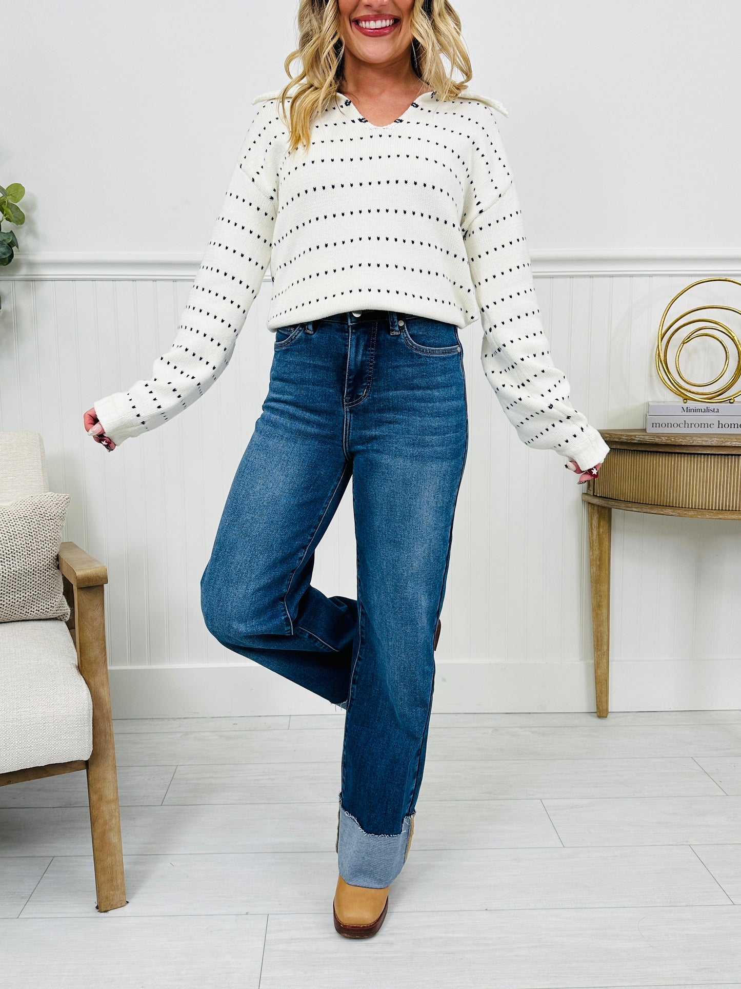 Made For Me Tummy Control Wide Leg Cuffed Jeans in Multiple Inseams