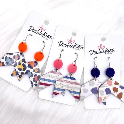 2" The Lexi Arrow Earrings - Navy & Pastel Dots