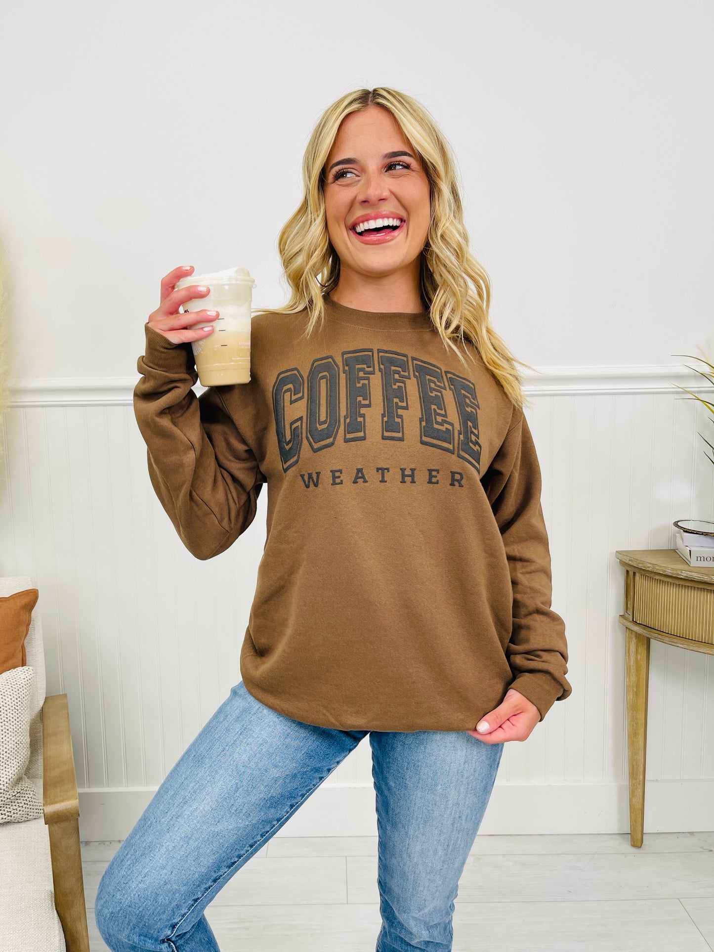 Coffee Weather Crewneck Sweatshirt in Chocolate