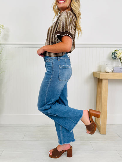 Double Check Tummy Control Wide Leg Cropped Jeans