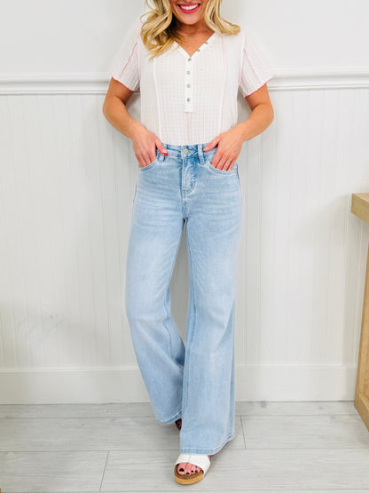 Bow Bliss Wide Leg Jeans with Tummy Control