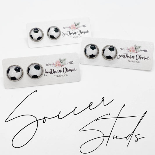 12mm Soccer Stud Earrings