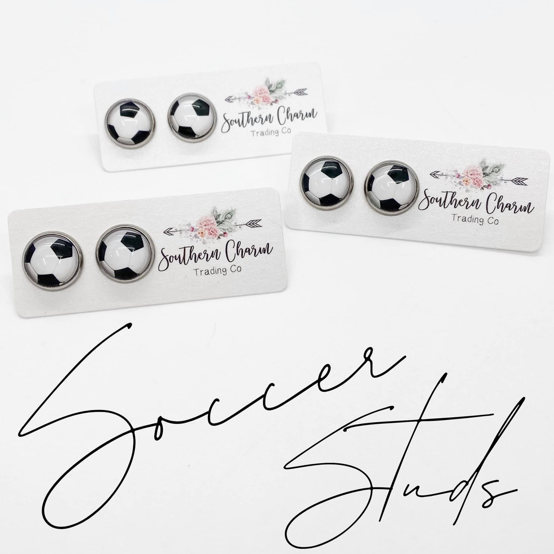 10mm Soccer Stud Earrings