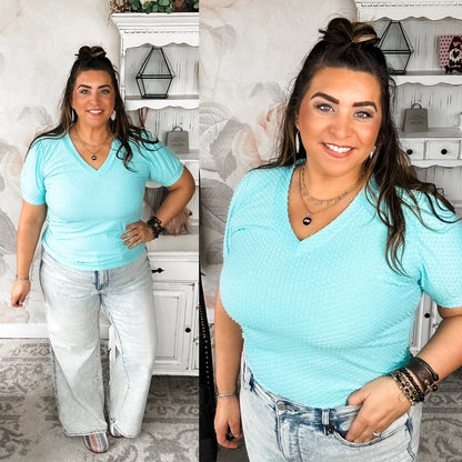 Hello Springtime Swiss Dot Top - Jade