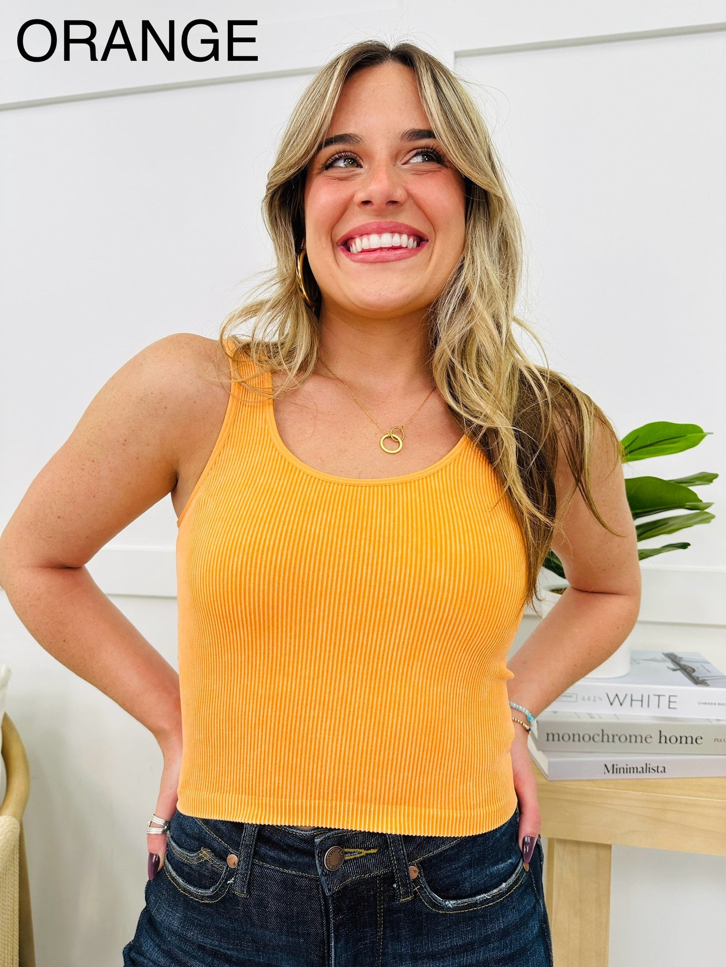 Seamless Reversible Stonewashed Ribbed Tank Top in Multiple Colors
