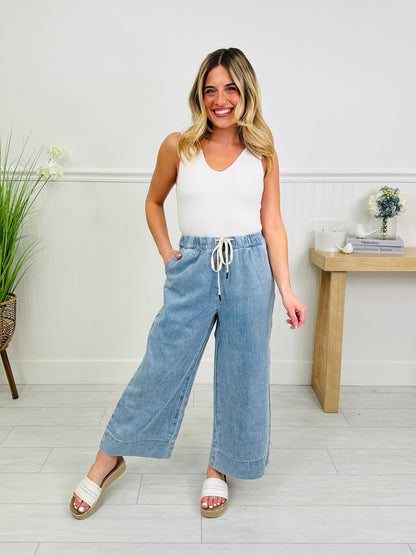 Drawn To You Cropped Wide Leg Featherweight Lounge Jeans