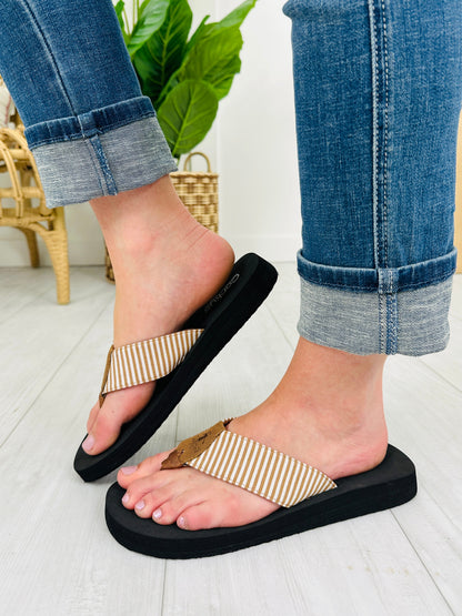 Sea The Stripes Flip Flops in Tan