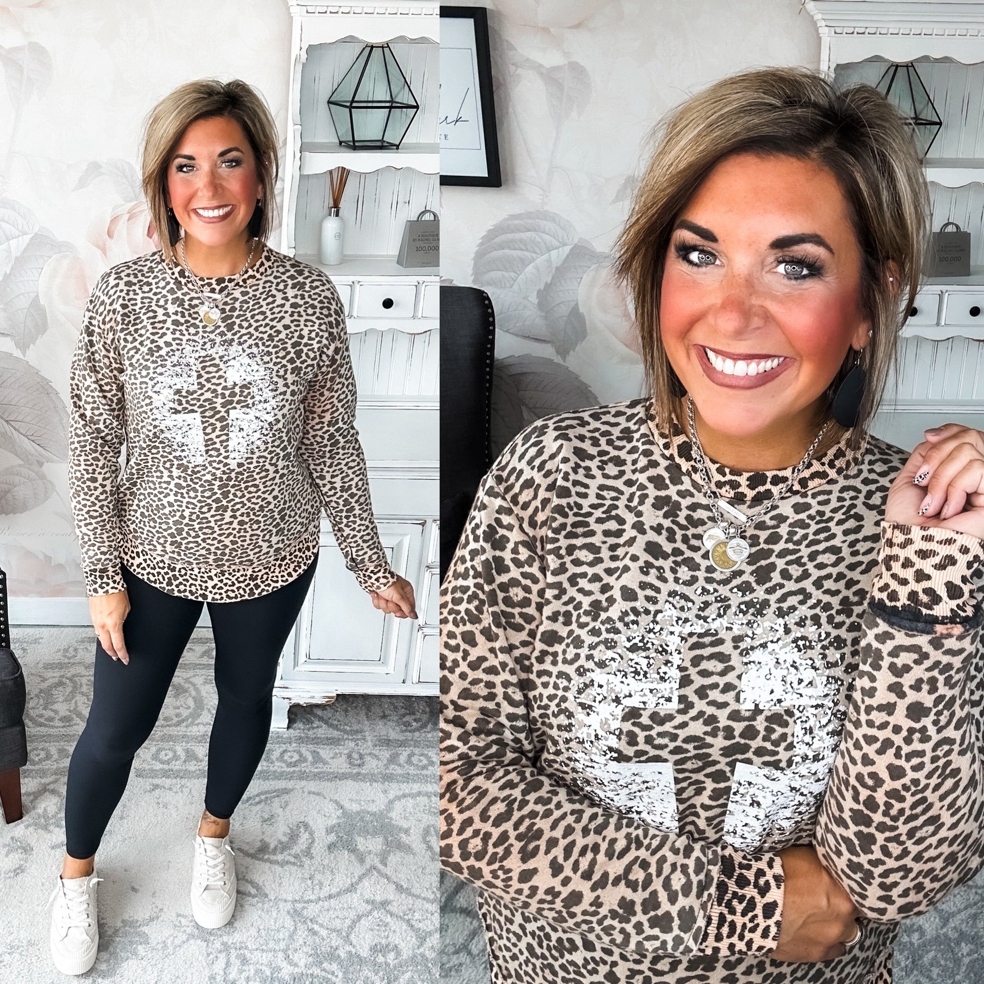 Grunge Cross Leopard Pullover