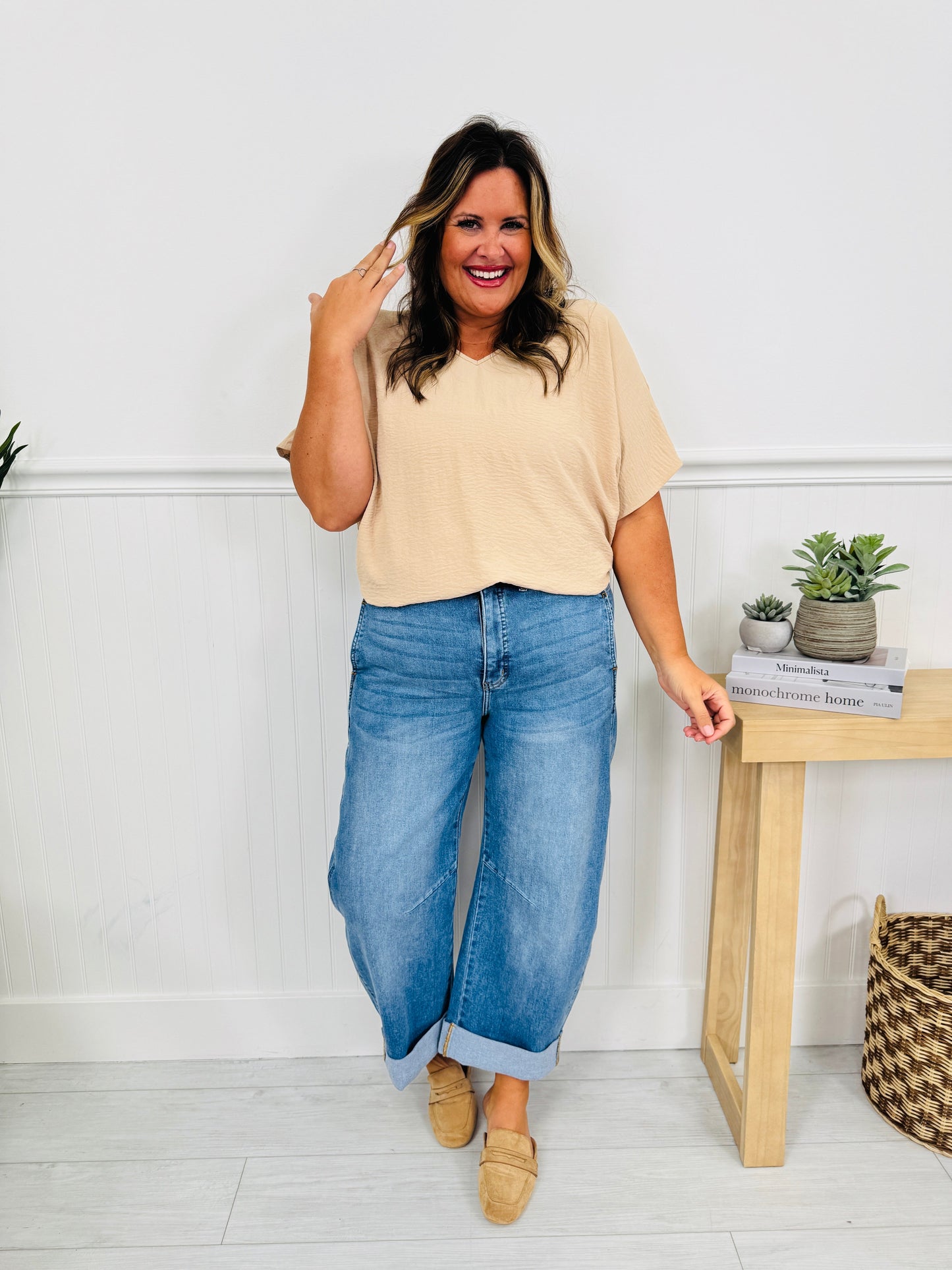 Spring Ready Tummy Control Slim Barrel Jeans