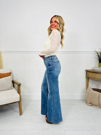 Push Your Buttons Tummy Control Wide Leg Jeans