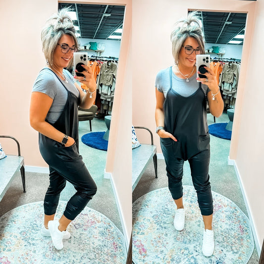 Anything Goes Vegan Leather Jumpsuit
