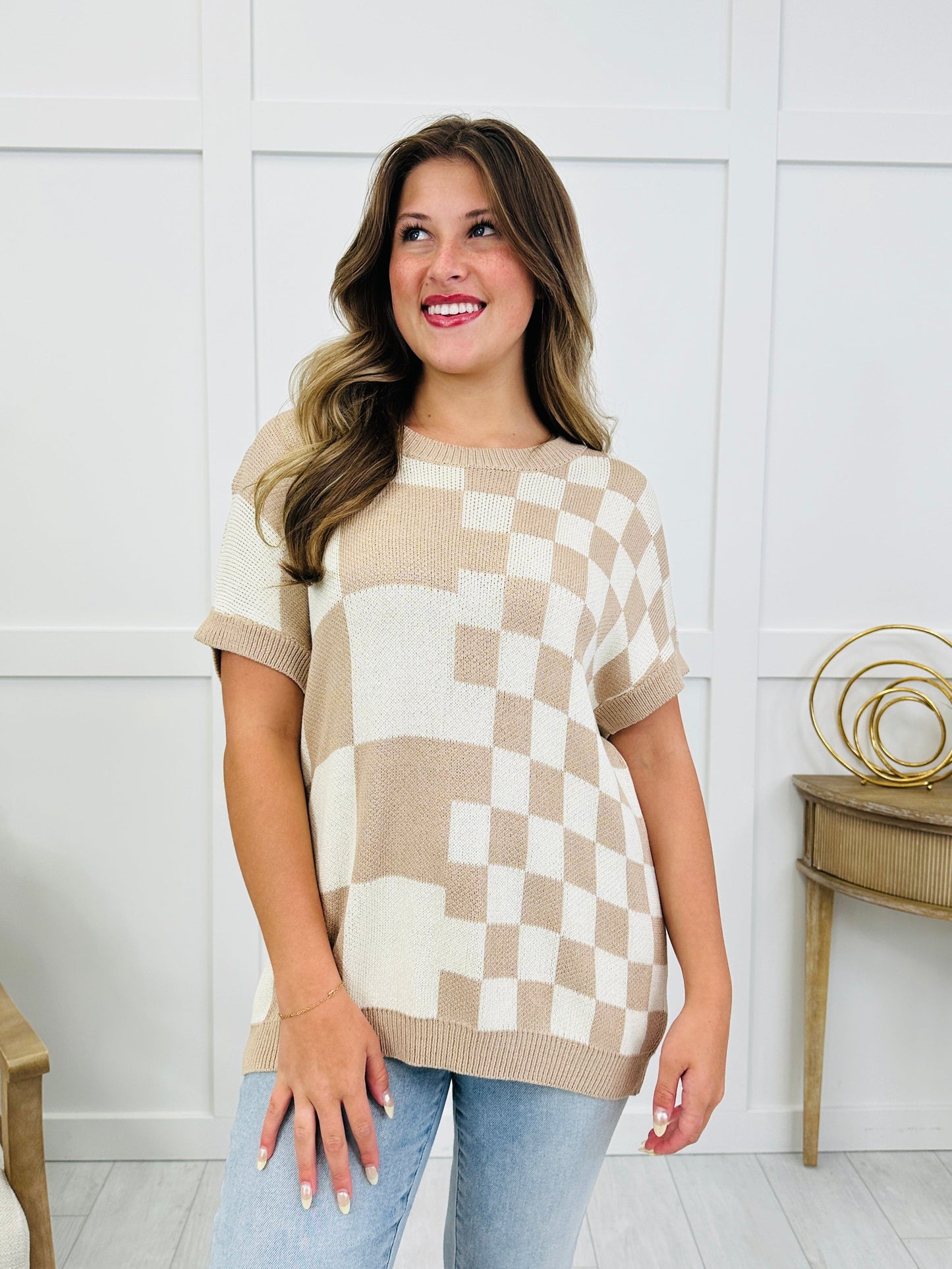 Pop Art Knit Top In Taupe