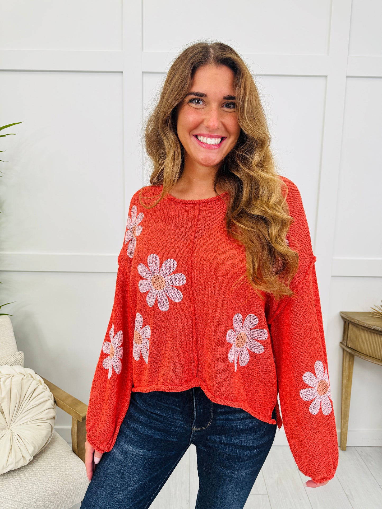 Blooming Good Vibes Top in Apple Red
