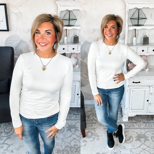 Happy Now Long Sleeve Tee - Ivory