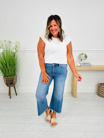 Can't Get Enough Cropped Wide Leg Tummy Control Jeans