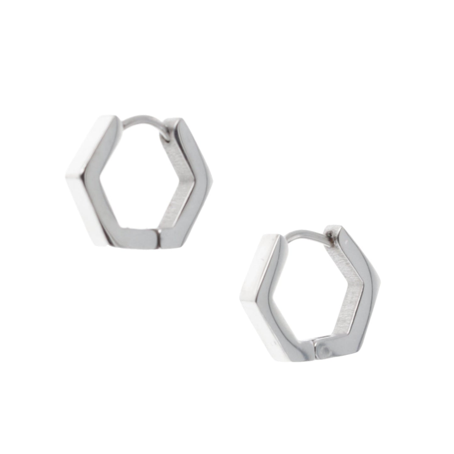 Chunky Hexagon Huggie Hoop Earrings
