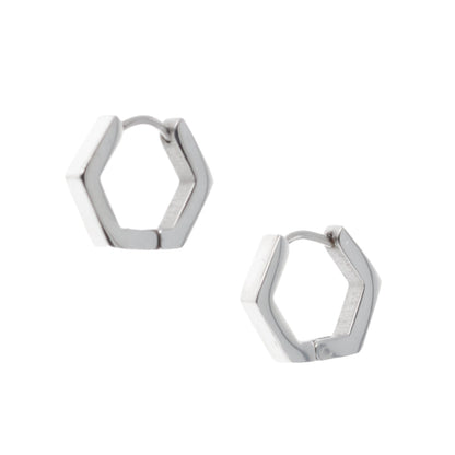 Chunky Hexagon Huggie Hoop Earrings