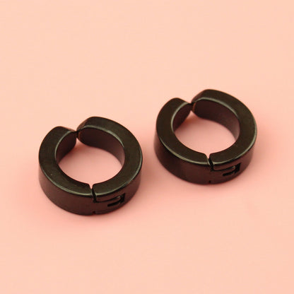 Clip on Huggie Hoop Earrings (Black)