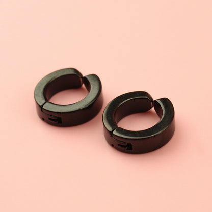 Clip on Huggie Hoop Earrings (Black)