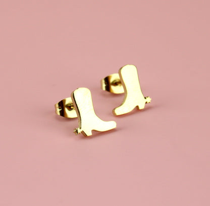 Cowboy Boot Stud Earrings (Gold Plated)
