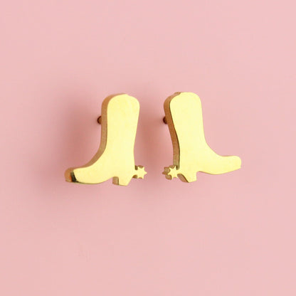 Cowboy Boot Stud Earrings (Gold Plated)