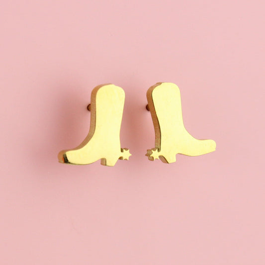 Cowboy Boot Stud Earrings (Gold Plated)