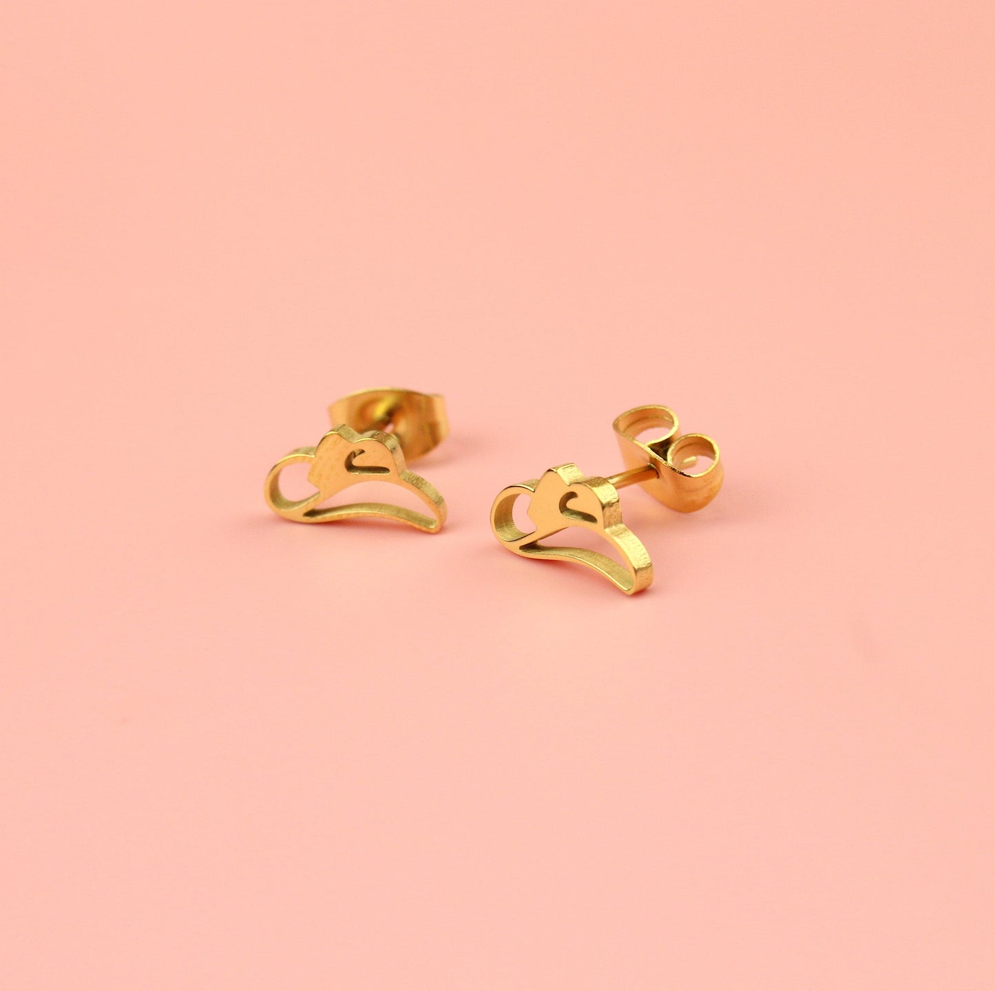 Cowboy Hat Stud Earrings (Gold Plated)