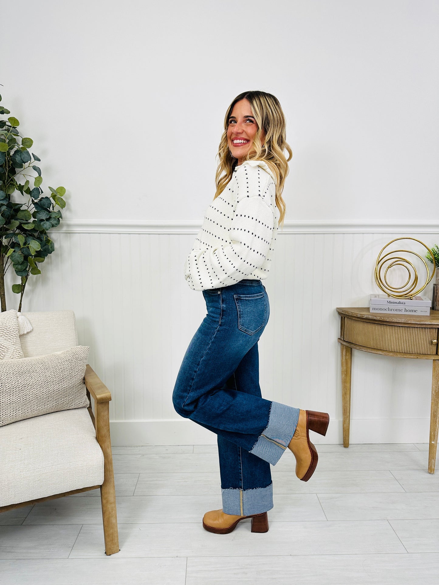 Made For Me Tummy Control Wide Leg Cuffed Jeans in Multiple Inseams