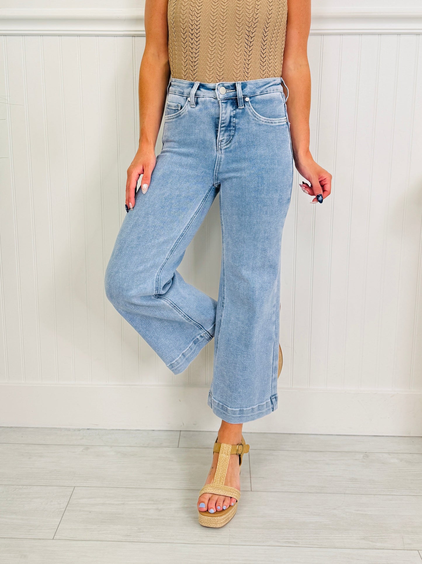 Triple the Comfort Cropped Wide Leg Jeans in Three Inseams