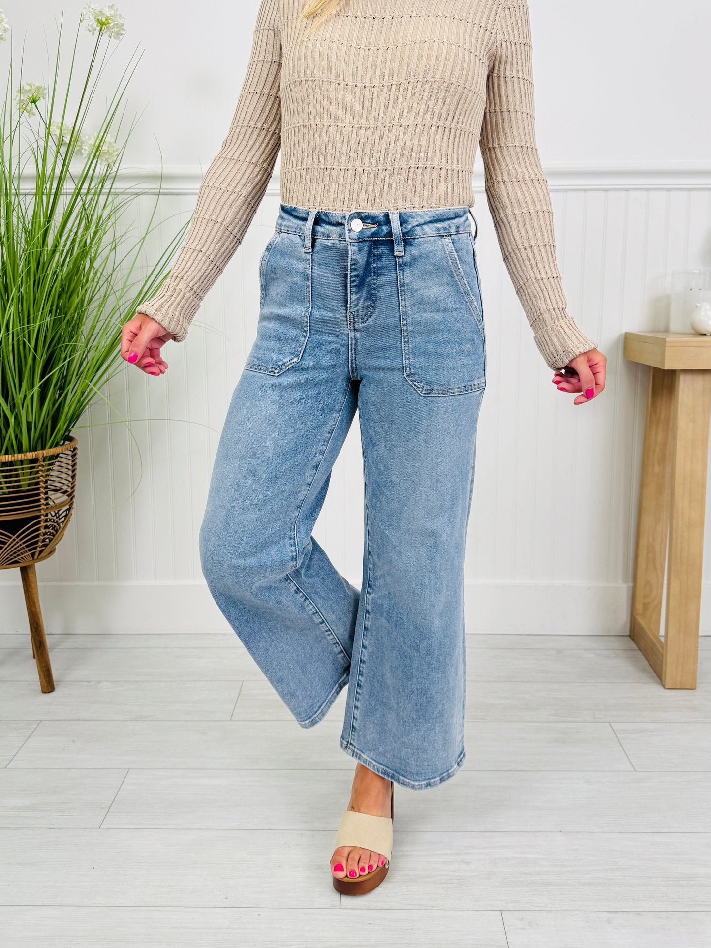 Style Standard Tummy Control Cropped Wide Leg Jeans In Multiple Inseams