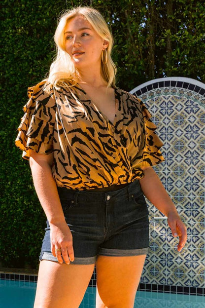 Feeling Sassy Zebra Bodysuit - Copper