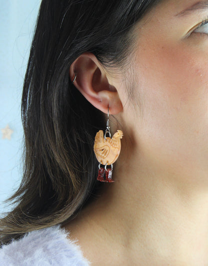 Cinnamon Chick Magnet Chicken Earrings