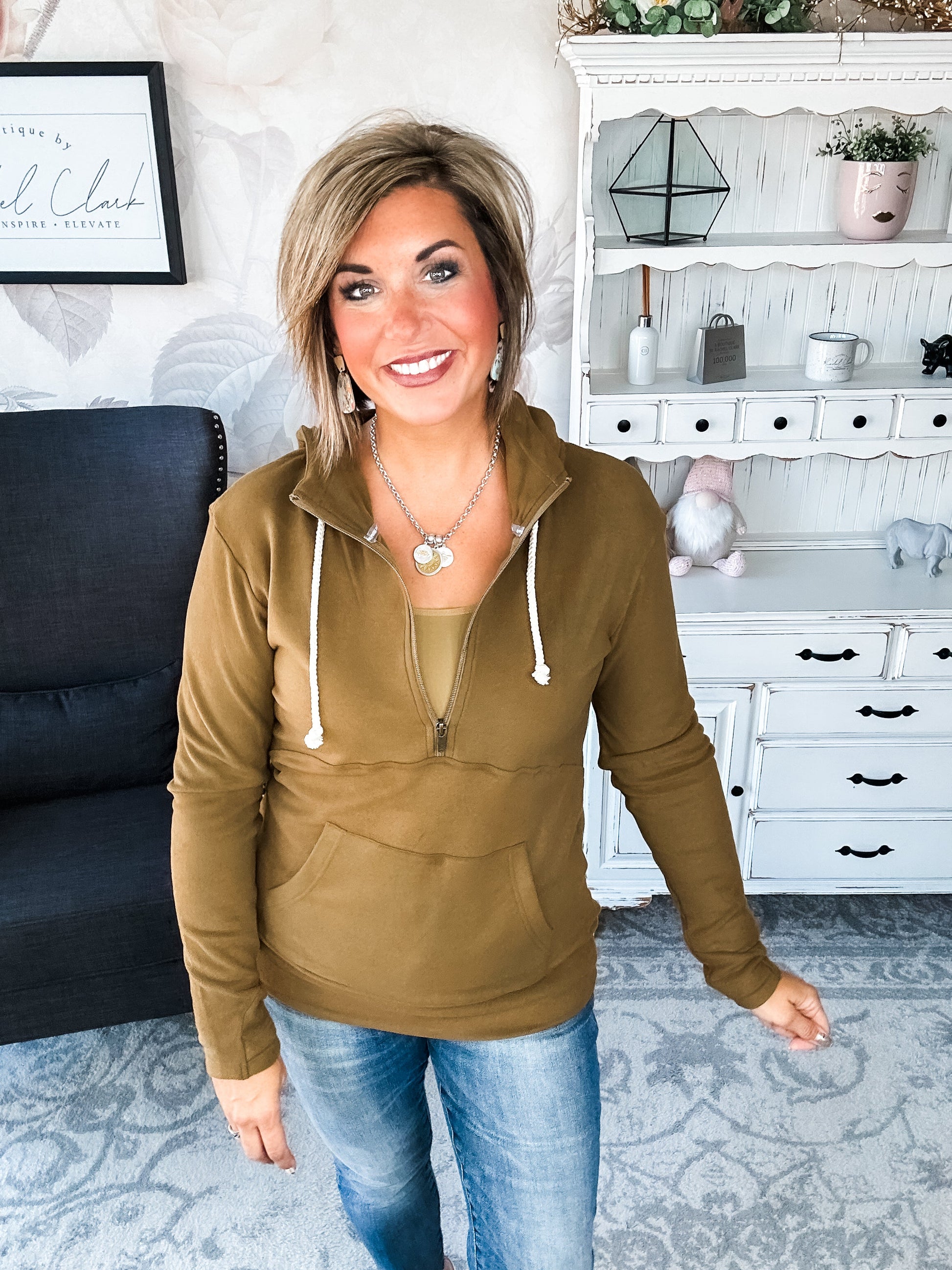 Ampersand Avenue - Halfzip Hoodie Performance Fleece -  Lemongrass