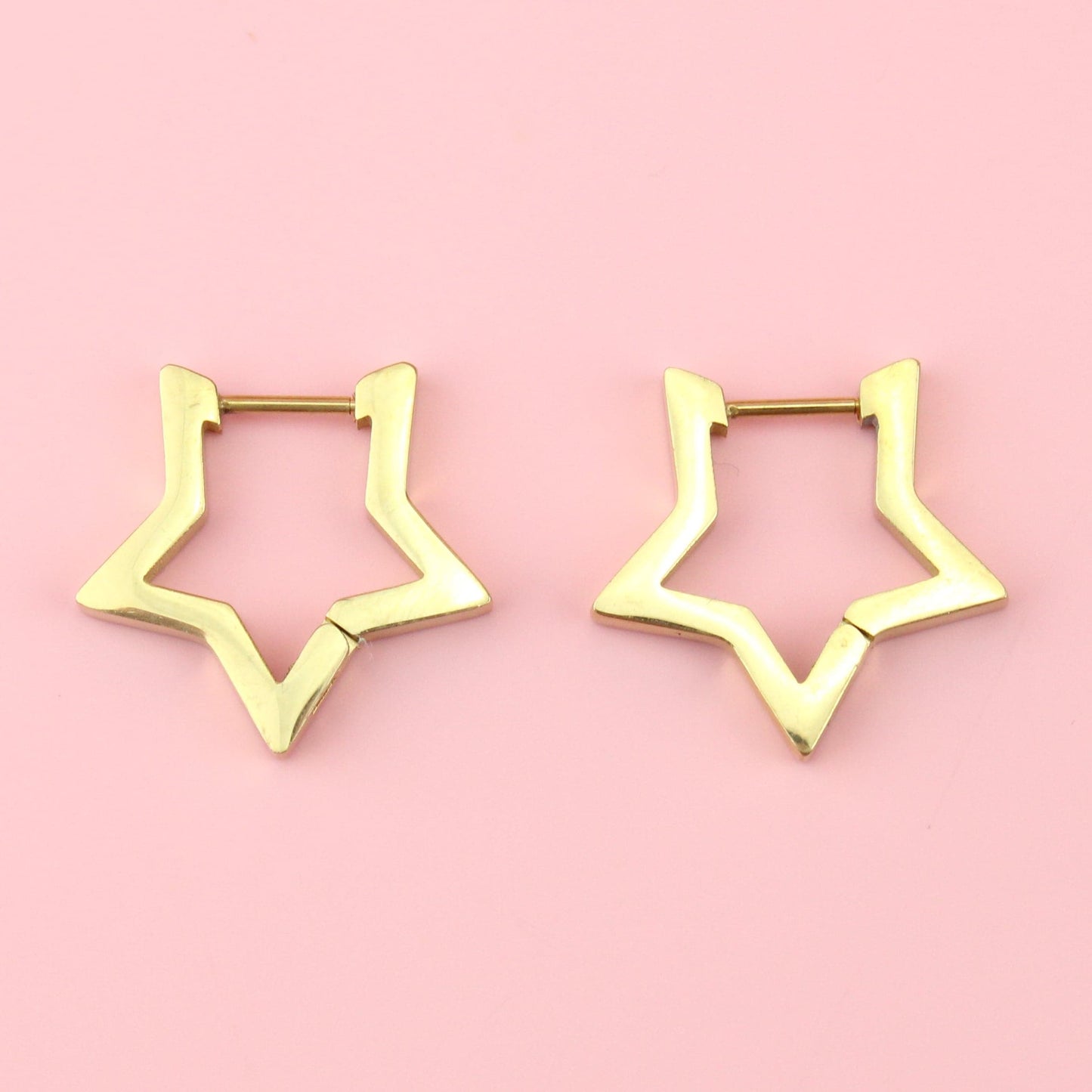 Chunky Star Huggie Hoop Earrings (Gold Plated)