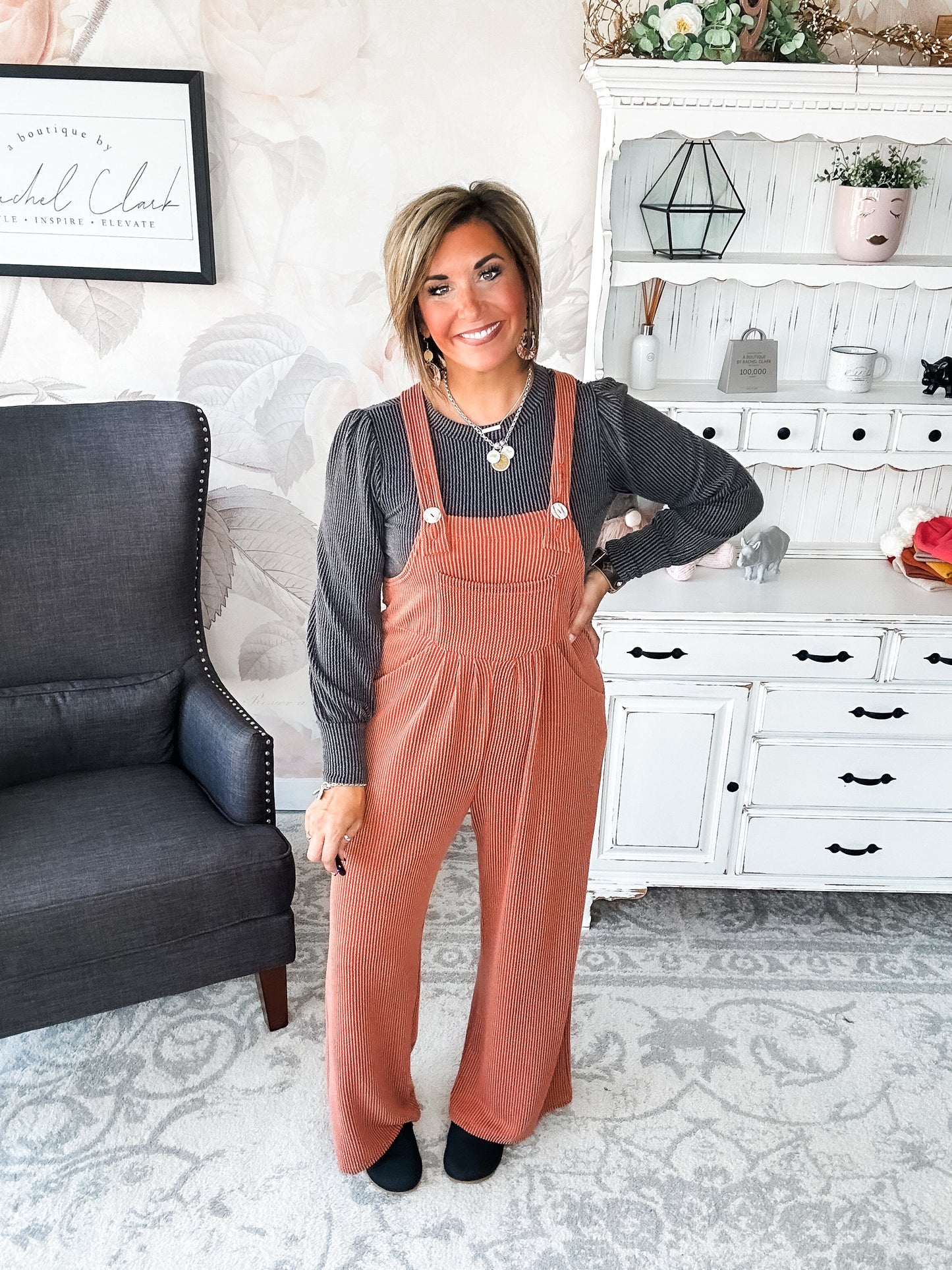 Breaking My Heart Boho Overalls - Rust