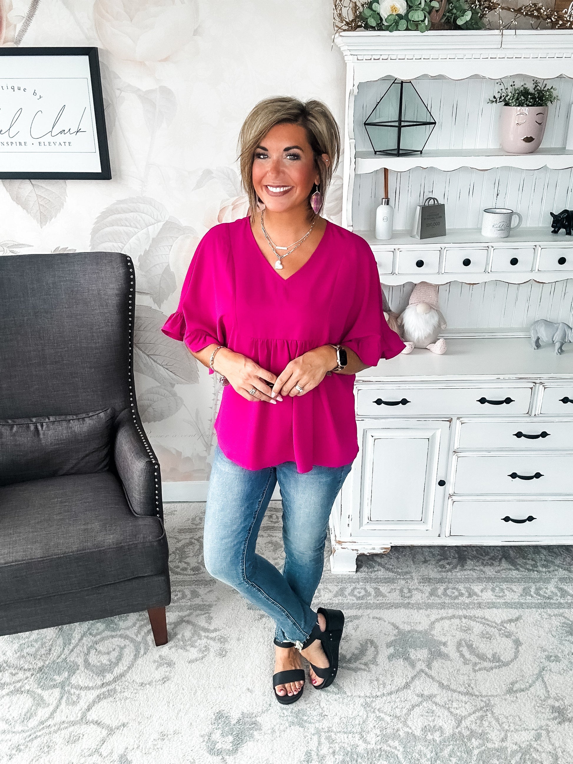 Close to Me Blouse - Magenta