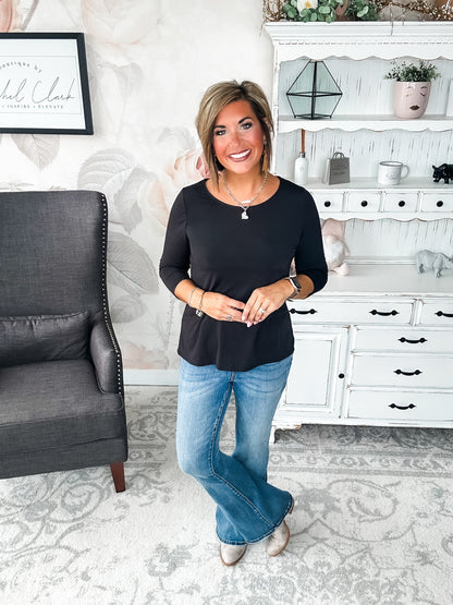 Find The Answer Round Neck Top - Black