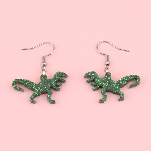 Classic Jurassic Glitter T-Rex Earrings