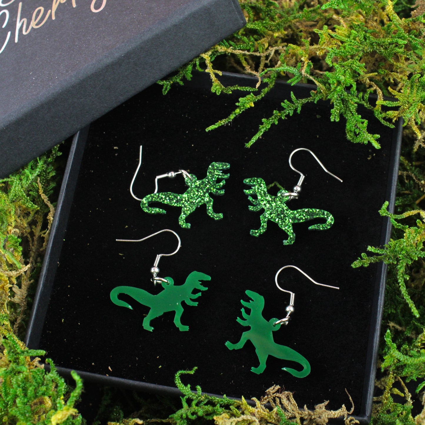 Classic Jurassic Glitter T-Rex Earrings