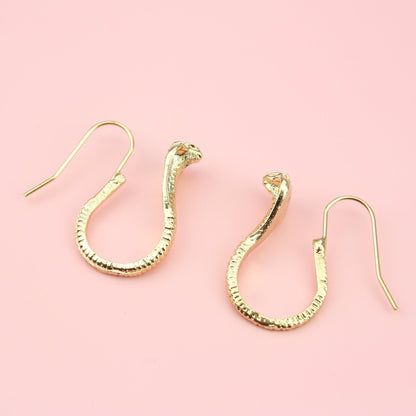 Cobra Snake Earrings (Gold Plated)