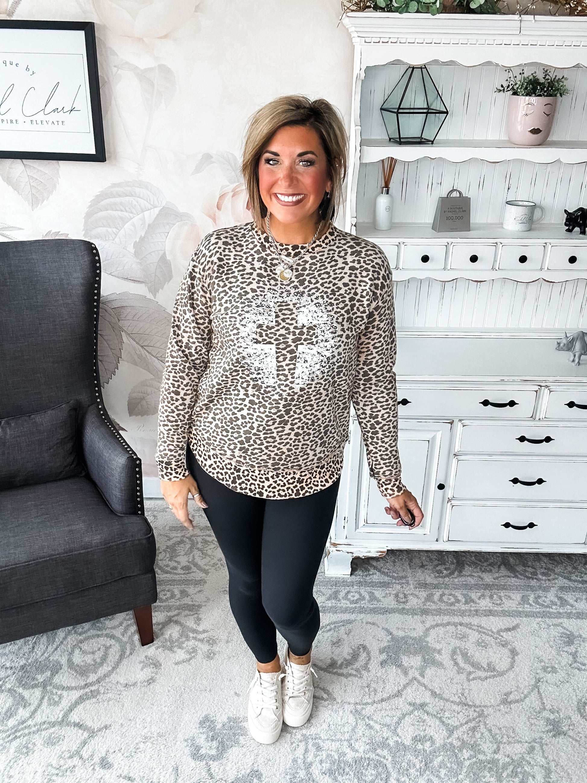 Grunge Cross Leopard Pullover